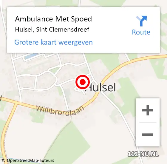 Locatie op kaart van de 112 melding: Ambulance Met Spoed Naar Hulsel, Sint Clemensdreef op 19 december 2015 15:58