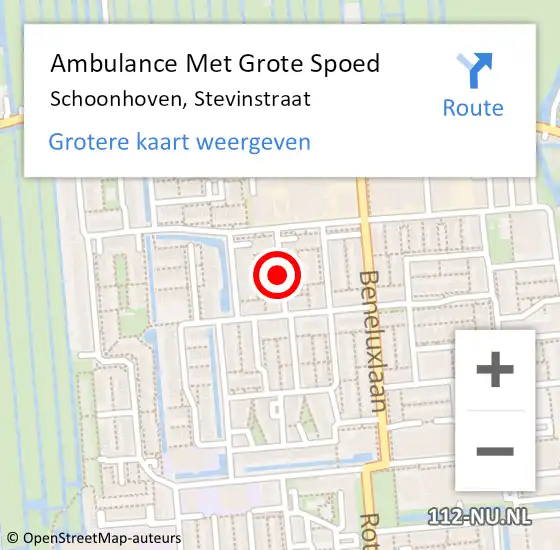 Locatie op kaart van de 112 melding: Ambulance Met Grote Spoed Naar Schoonhoven, Stevinstraat op 19 december 2015 16:07
