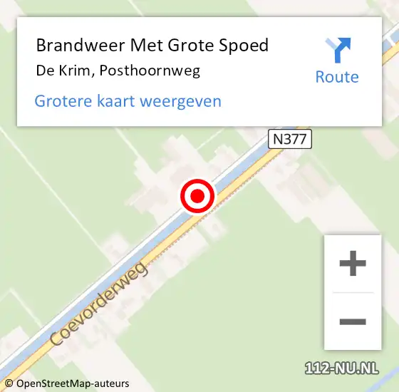 Locatie op kaart van de 112 melding: Brandweer Met Grote Spoed Naar De Krim, Posthoornweg op 14 september 2013 13:09