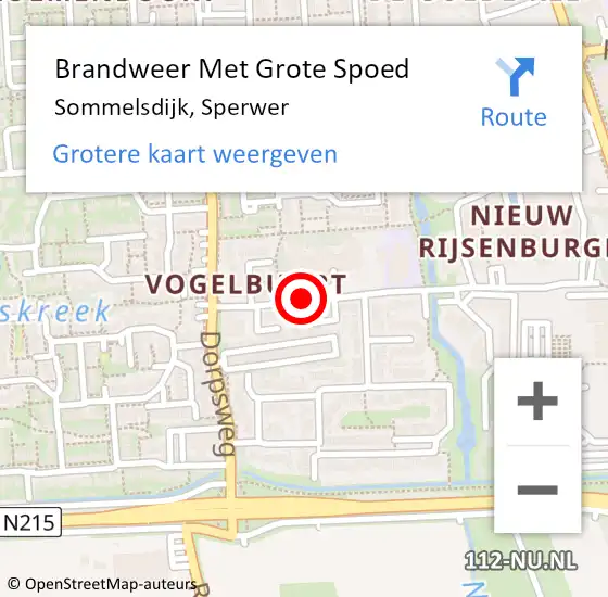 Locatie op kaart van de 112 melding: Brandweer Met Grote Spoed Naar Sommelsdijk, Sperwer op 19 december 2015 17:34