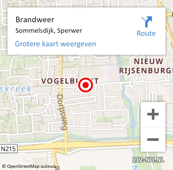 Locatie op kaart van de 112 melding: Brandweer Sommelsdijk, Sperwer op 19 december 2015 17:35