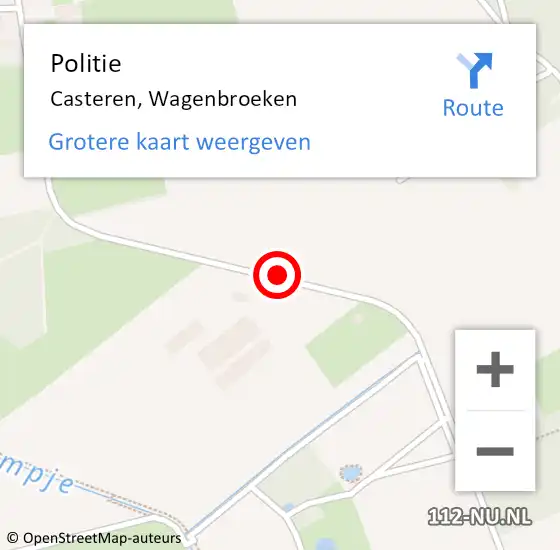 Locatie op kaart van de 112 melding: Politie Casteren, Wagenbroeken op 19 december 2015 18:17