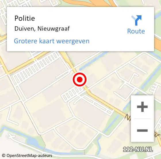 Locatie op kaart van de 112 melding: Politie Duiven, Nieuwgraaf op 19 december 2015 18:20