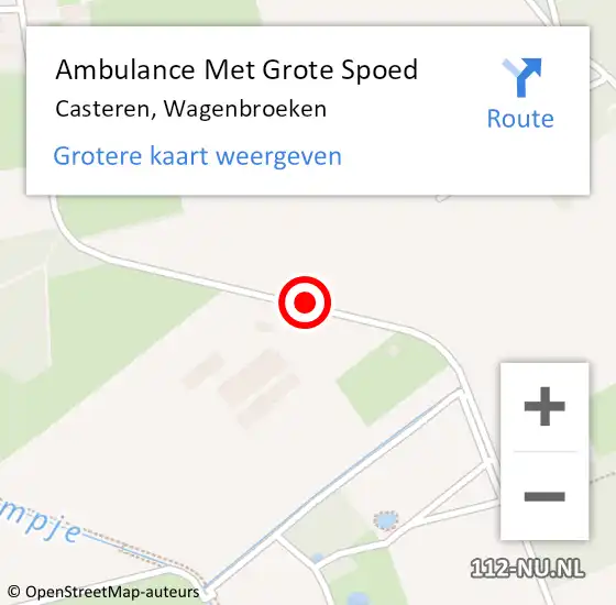 Locatie op kaart van de 112 melding: Ambulance Met Grote Spoed Naar Casteren, Wagenbroeken op 19 december 2015 18:23