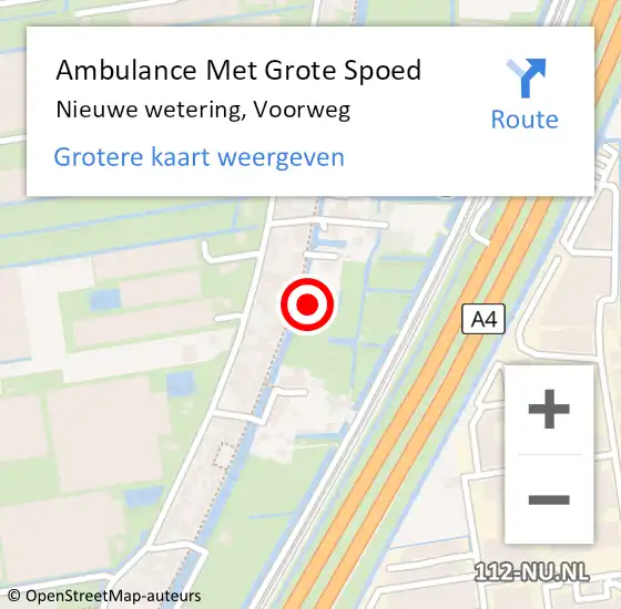 Locatie op kaart van de 112 melding: Ambulance Met Grote Spoed Naar Nieuwe wetering, Voorweg op 30 november 2013 17:33