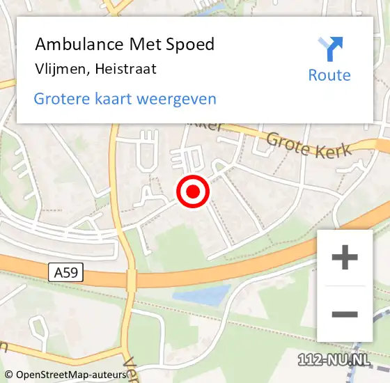 Locatie op kaart van de 112 melding: Ambulance Met Spoed Naar Vlijmen, Heistraat op 19 december 2015 18:50