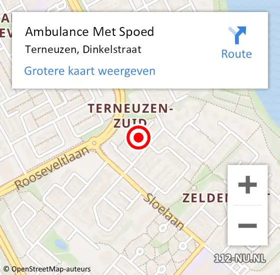 Locatie op kaart van de 112 melding: Ambulance Met Spoed Naar Terneuzen, Dinkelstraat op 19 december 2015 19:31