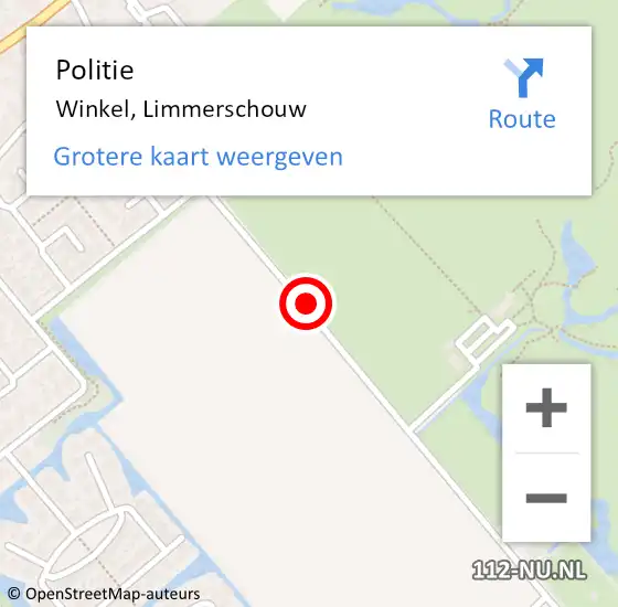 Locatie op kaart van de 112 melding: Politie Winkel, Limmerschouw op 19 december 2015 19:49