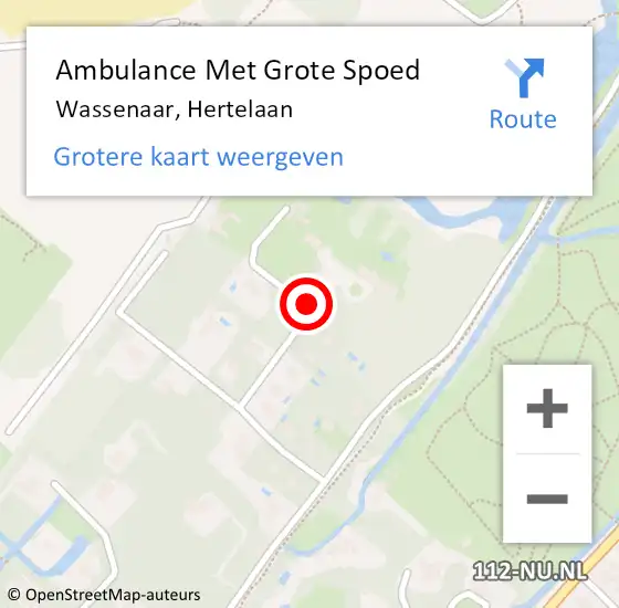 Locatie op kaart van de 112 melding: Ambulance Met Grote Spoed Naar Wassenaar, Hertelaan op 19 december 2015 20:02