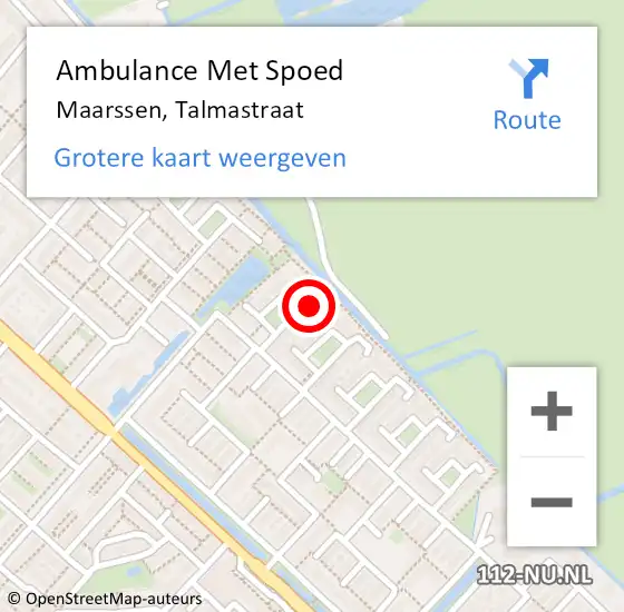 Locatie op kaart van de 112 melding: Ambulance Met Spoed Naar Maarssen, Talmastraat op 19 december 2015 20:15