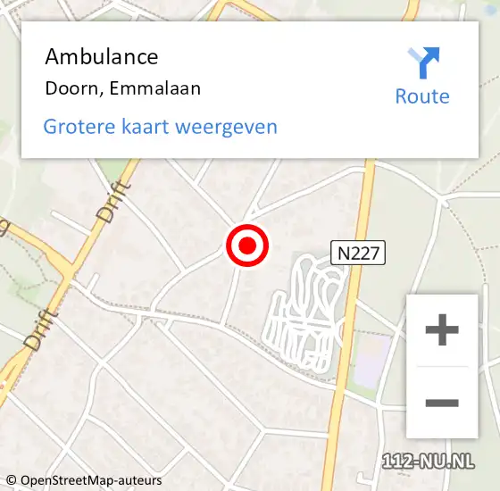 Locatie op kaart van de 112 melding: Ambulance Doorn, Emmalaan op 19 december 2015 20:44