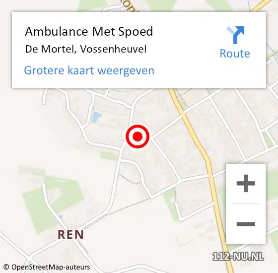 Locatie op kaart van de 112 melding: Ambulance Met Spoed Naar De Mortel, Vossenheuvel op 19 december 2015 21:21