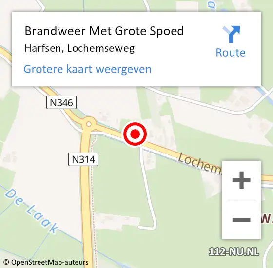 Locatie op kaart van de 112 melding: Brandweer Met Grote Spoed Naar Harfsen, Lochemseweg op 19 december 2015 22:01