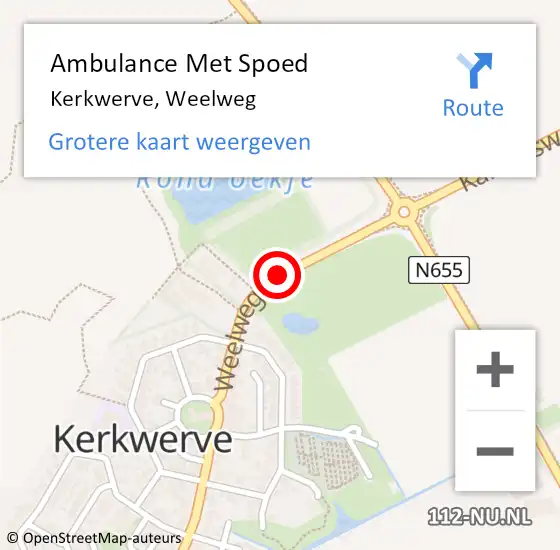 Locatie op kaart van de 112 melding: Ambulance Met Spoed Naar Kerkwerve, Weelweg op 19 december 2015 22:06