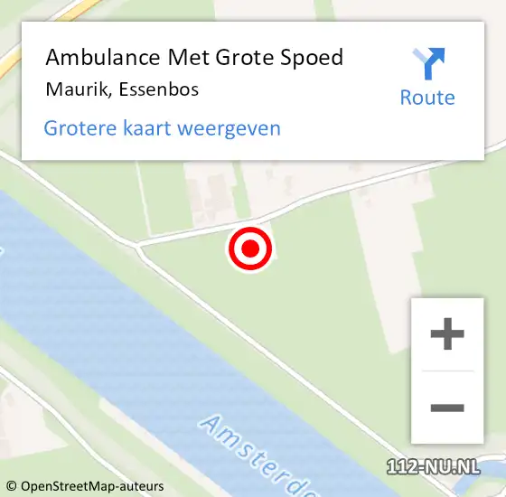 Locatie op kaart van de 112 melding: Ambulance Met Grote Spoed Naar Maurik, Essenbos op 19 december 2015 22:09