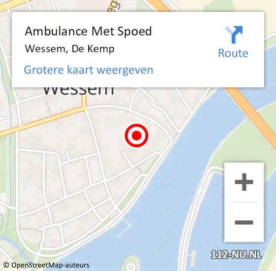 Locatie op kaart van de 112 melding: Ambulance Met Spoed Naar Wessem, De Kemp op 19 december 2015 22:21