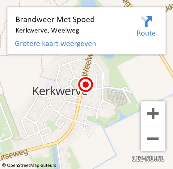 Locatie op kaart van de 112 melding: Brandweer Met Spoed Naar Kerkwerve, Weelweg op 19 december 2015 22:21