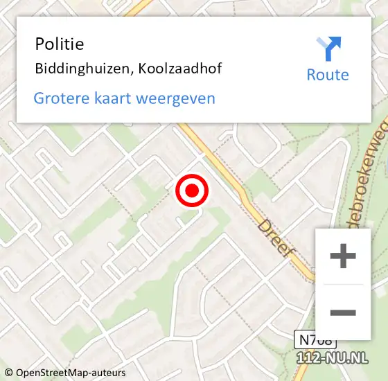 Locatie op kaart van de 112 melding: Politie Biddinghuizen, Koolzaadhof op 30 november 2013 17:55