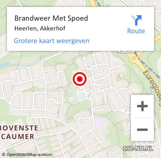 Locatie op kaart van de 112 melding: Brandweer Met Spoed Naar Heerlen, Akkerhof op 19 december 2015 22:44