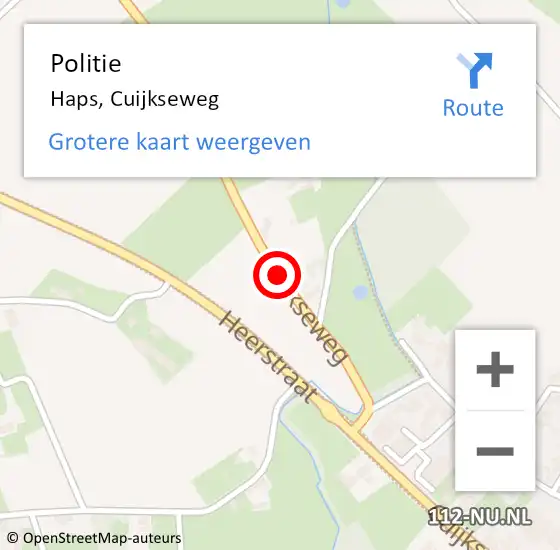 Locatie op kaart van de 112 melding: Politie Haps, Cuijkseweg op 19 december 2015 22:52