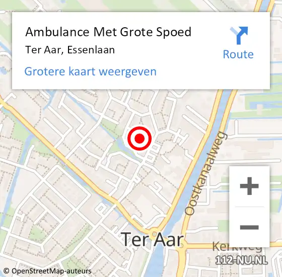 Locatie op kaart van de 112 melding: Ambulance Met Grote Spoed Naar Ter Aar, Essenlaan op 19 december 2015 23:25