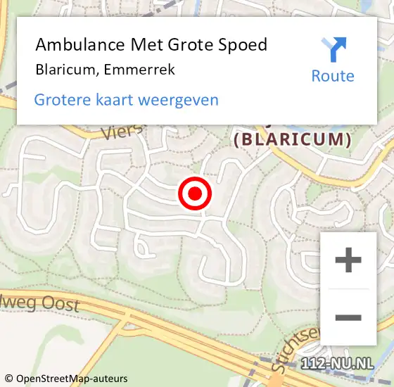 Locatie op kaart van de 112 melding: Ambulance Met Grote Spoed Naar Blaricum, Emmerrek op 20 december 2015 00:54
