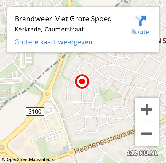 Locatie op kaart van de 112 melding: Brandweer Met Grote Spoed Naar Kerkrade, Caumerstraat op 20 december 2015 00:59