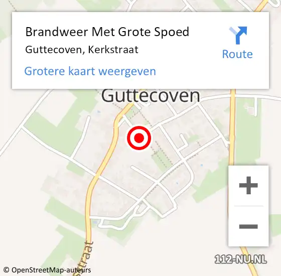 Locatie op kaart van de 112 melding: Brandweer Met Grote Spoed Naar Guttecoven, Kerkstraat op 20 december 2015 01:17