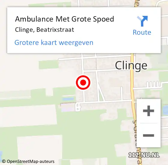 Locatie op kaart van de 112 melding: Ambulance Met Grote Spoed Naar Clinge, Beatrixstraat op 20 december 2015 02:08