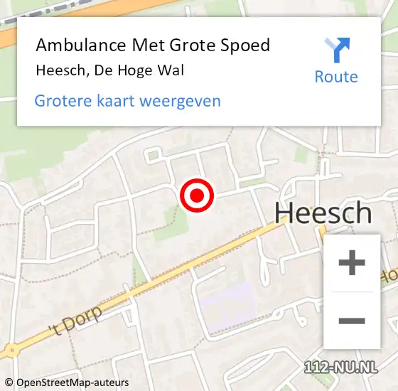 Locatie op kaart van de 112 melding: Ambulance Met Grote Spoed Naar Heesch, De Hoge Wal op 20 december 2015 02:35