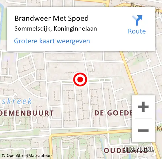 Locatie op kaart van de 112 melding: Brandweer Met Spoed Naar Sommelsdijk, Koninginnelaan op 20 december 2015 04:14