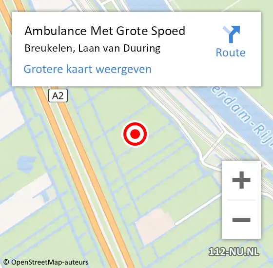 Locatie op kaart van de 112 melding: Ambulance Met Grote Spoed Naar Breukelen, Laan van Duuring op 20 december 2015 04:23