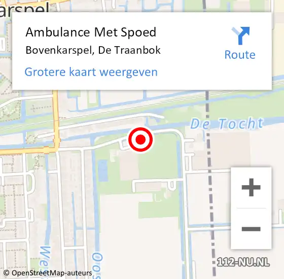 Locatie op kaart van de 112 melding: Ambulance Met Spoed Naar Bovenkarspel, De Traanbok op 20 december 2015 04:29