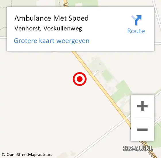 Locatie op kaart van de 112 melding: Ambulance Met Spoed Naar Venhorst, Voskuilenweg op 20 december 2015 05:23