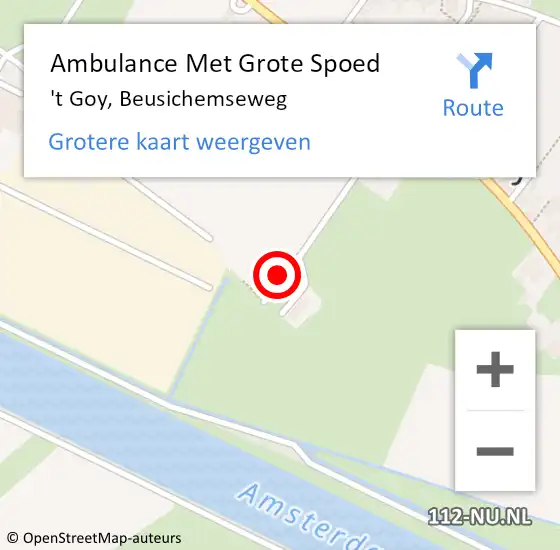 Locatie op kaart van de 112 melding: Ambulance Met Grote Spoed Naar 't Goy, Beusichemseweg op 20 december 2015 05:27