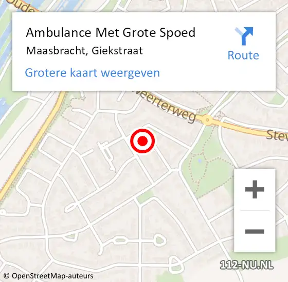 Locatie op kaart van de 112 melding: Ambulance Met Grote Spoed Naar Maasbracht, Giekstraat op 20 december 2015 05:47