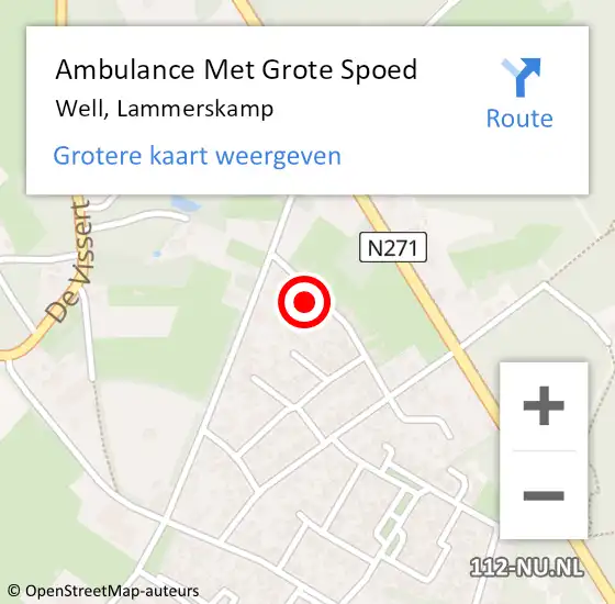 Locatie op kaart van de 112 melding: Ambulance Met Grote Spoed Naar Well, Lammerskamp op 20 december 2015 08:34