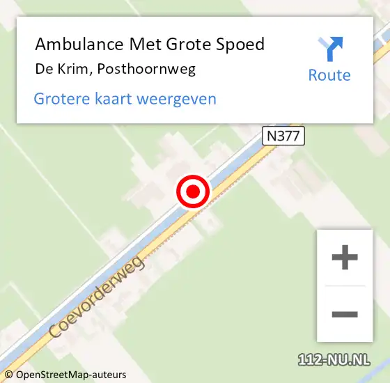 Locatie op kaart van de 112 melding: Ambulance Met Grote Spoed Naar De Krim, Posthoornweg op 14 september 2013 13:14