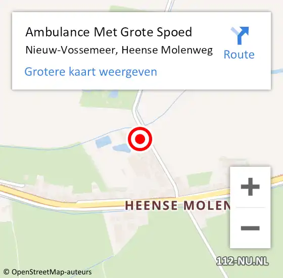 Locatie op kaart van de 112 melding: Ambulance Met Grote Spoed Naar Nieuw-Vossemeer, Heense Molenweg op 20 december 2015 10:11