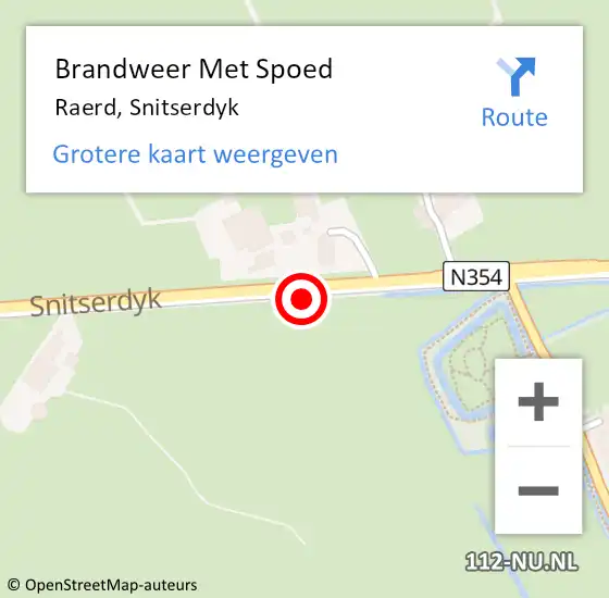 Locatie op kaart van de 112 melding: Brandweer Met Spoed Naar Raerd, Snitserdyk op 20 december 2015 11:19