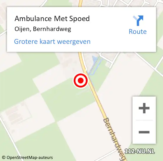 Locatie op kaart van de 112 melding: Ambulance Met Spoed Naar Oijen, Bernhardweg op 30 november 2013 19:04