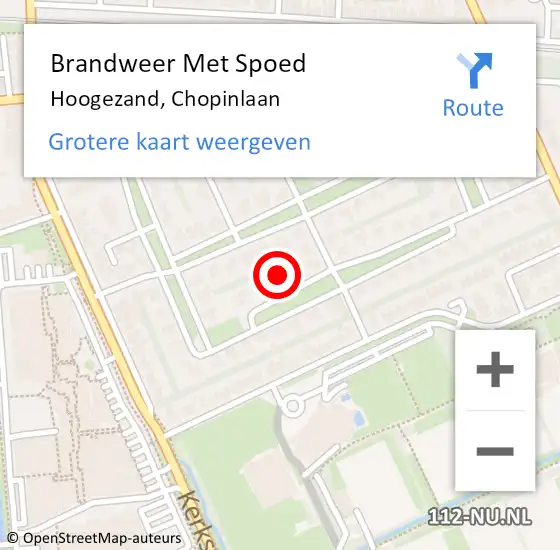 Locatie op kaart van de 112 melding: Brandweer Met Spoed Naar Hoogezand, Chopinlaan op 20 december 2015 12:25