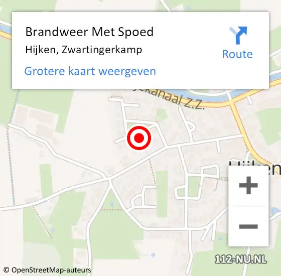 Locatie op kaart van de 112 melding: Brandweer Met Spoed Naar Hijken, Zwartingerkamp op 20 december 2015 12:50