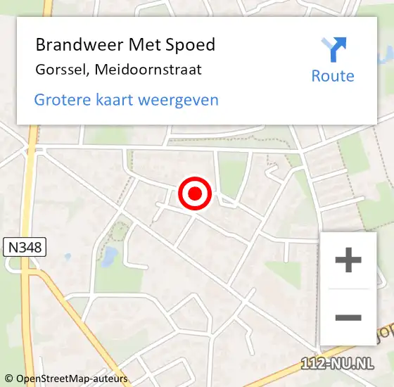 Locatie op kaart van de 112 melding: Brandweer Met Spoed Naar Gorssel, Meidoornstraat op 20 december 2015 13:11