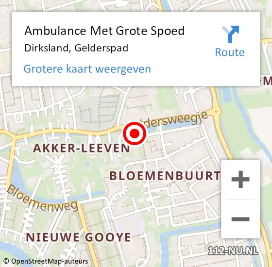 Locatie op kaart van de 112 melding: Ambulance Met Grote Spoed Naar Dirksland, Gelderspad op 20 december 2015 13:40