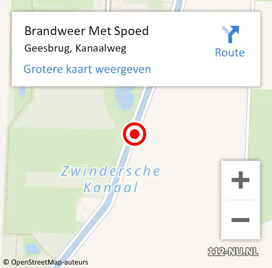 Locatie op kaart van de 112 melding: Brandweer Met Spoed Naar Geesbrug, Kanaalweg op 20 december 2015 14:21