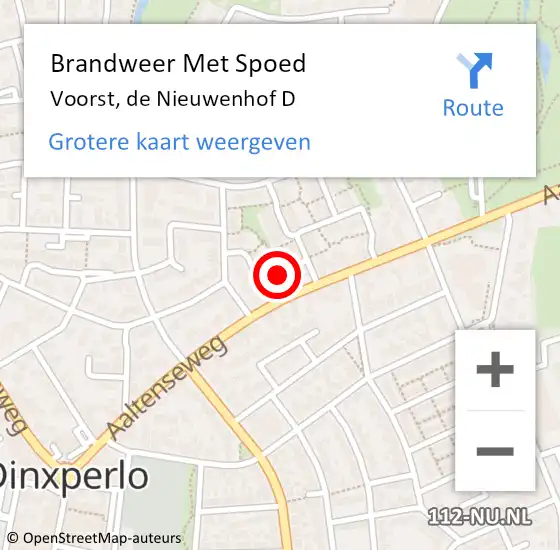 Locatie op kaart van de 112 melding: Brandweer Met Spoed Naar Voorst, de Nieuwenhof D op 20 december 2015 14:37