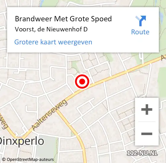 Locatie op kaart van de 112 melding: Brandweer Met Grote Spoed Naar Voorst, de Nieuwenhof D op 20 december 2015 14:37