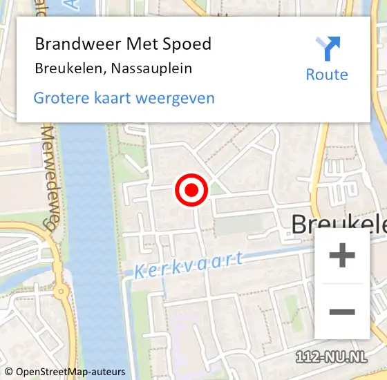 Locatie op kaart van de 112 melding: Brandweer Met Spoed Naar Breukelen, Nassauplein op 20 december 2015 15:05