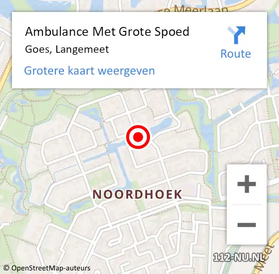 Locatie op kaart van de 112 melding: Ambulance Met Grote Spoed Naar Goes, Langemeet op 20 december 2015 16:01